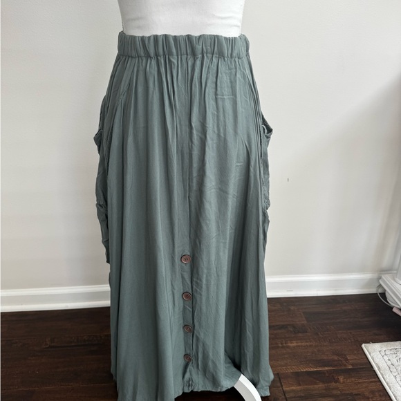 Women's Green Maxi Skirt - Picture 2 of 5